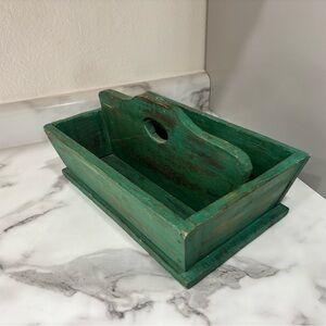 Vintage Green Wooden Caddy Organizer
